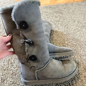 UGG Gray Buttoned Winter Boots